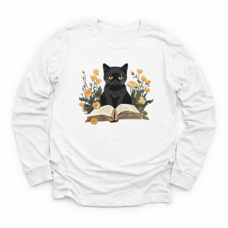 Cat Shirts For Women Book Lover Shirt Cute Cat And Book Premium Tri-Blend Youth Long Sleeve Tee