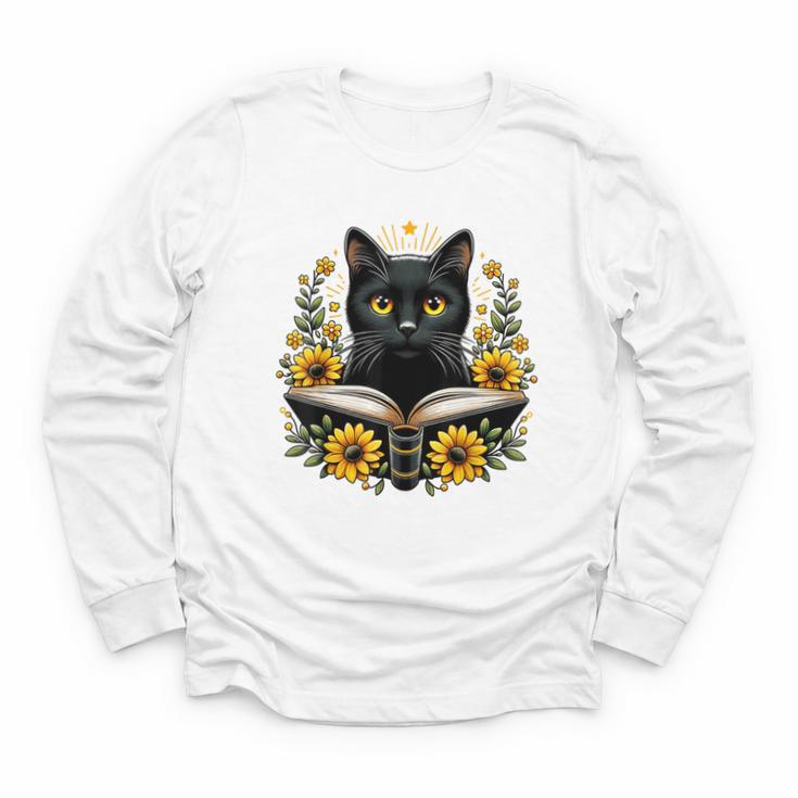 Cat For Women Book Lover Cute Cat And Book Youth Long Sleeve Tee