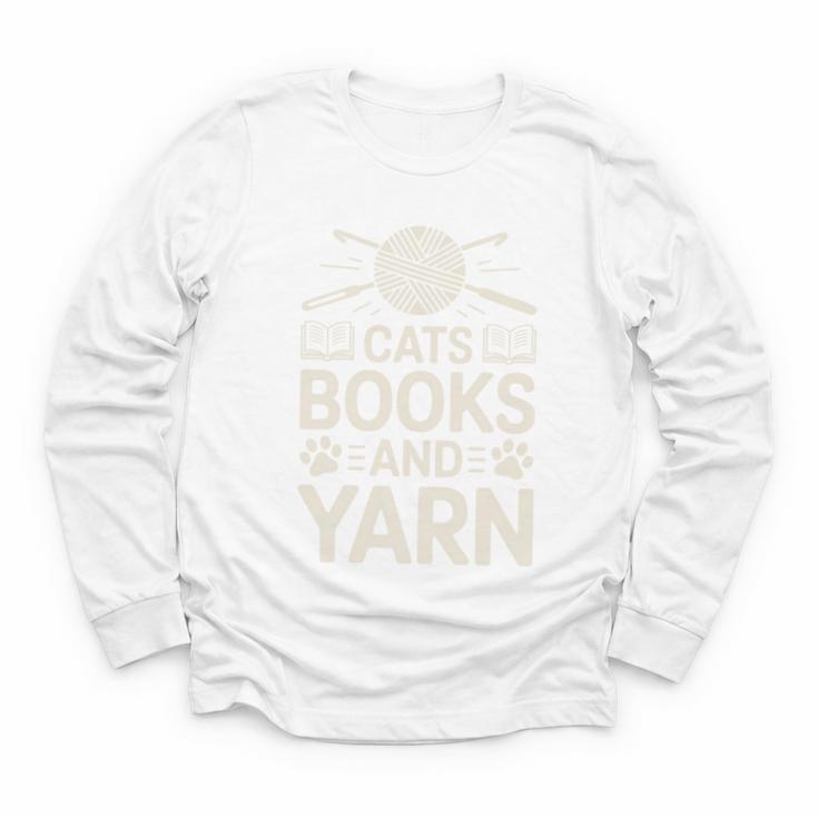 Cats Books And Yarn Crocheter Crocheting Youth Long Sleeve Tee