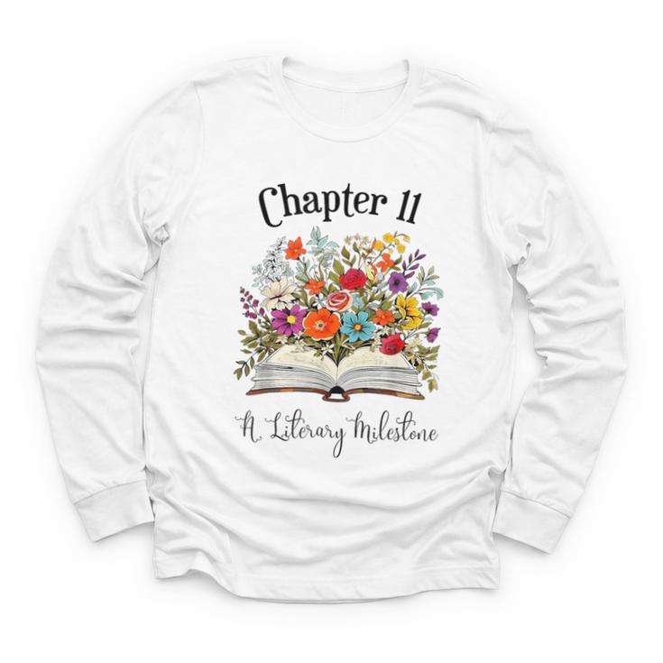 Chapter 11 Years Old 11th Birthday Wildflower Book Lover Youth Long Sleeve Tee