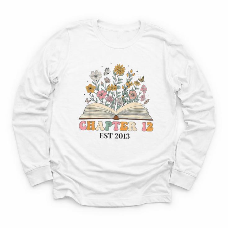 Chapter 12 Years Old 12th Birthday Wildflower Book Lover Youth Long Sleeve Tee