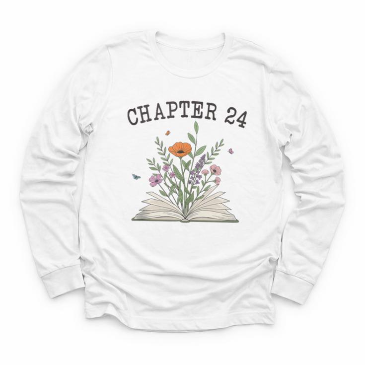 Chapter 24 Book Lovers & Readers 24th Birthday Wildflowers Youth Long Sleeve Tee