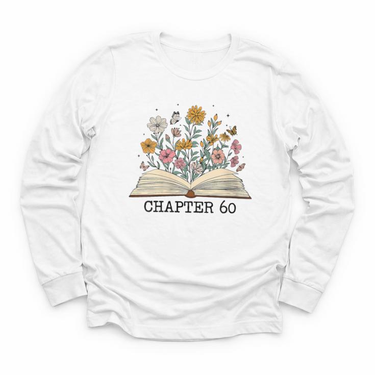 Chapter 60 60th Birthday Floral Open Book With Flowers Youth Long Sleeve Tee