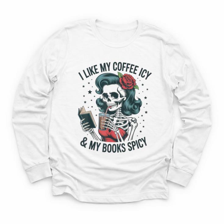 I Like My Coffee ICY & My Books Spicy For Book Lovers Youth Long Sleeve Tee