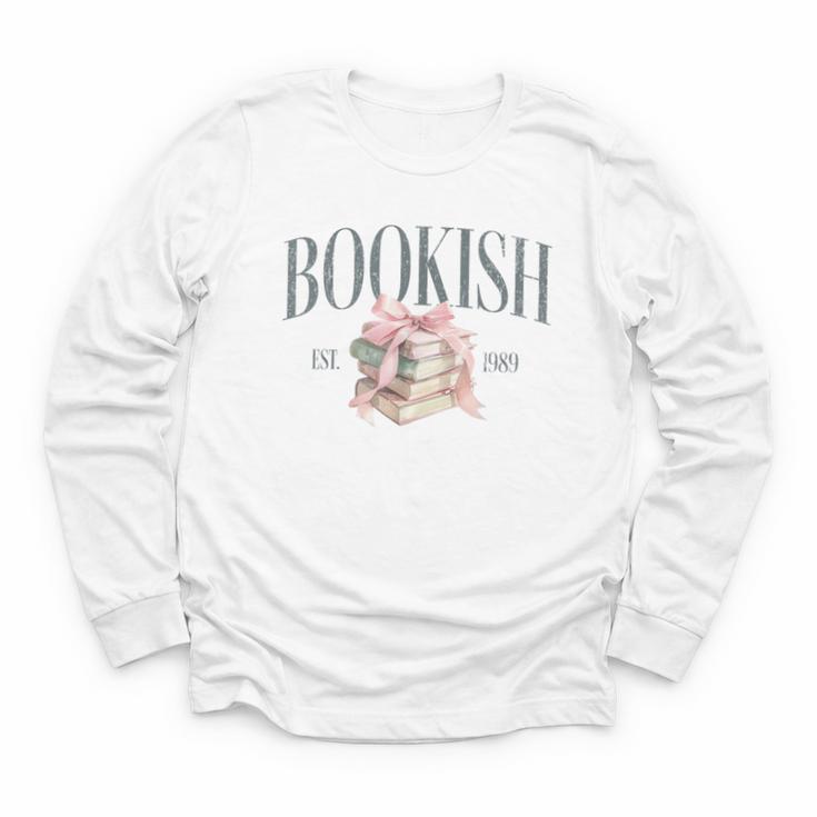 Coquette Bow Book Lover Bookish Coquette Aesthetic Reading Youth Long Sleeve Tee