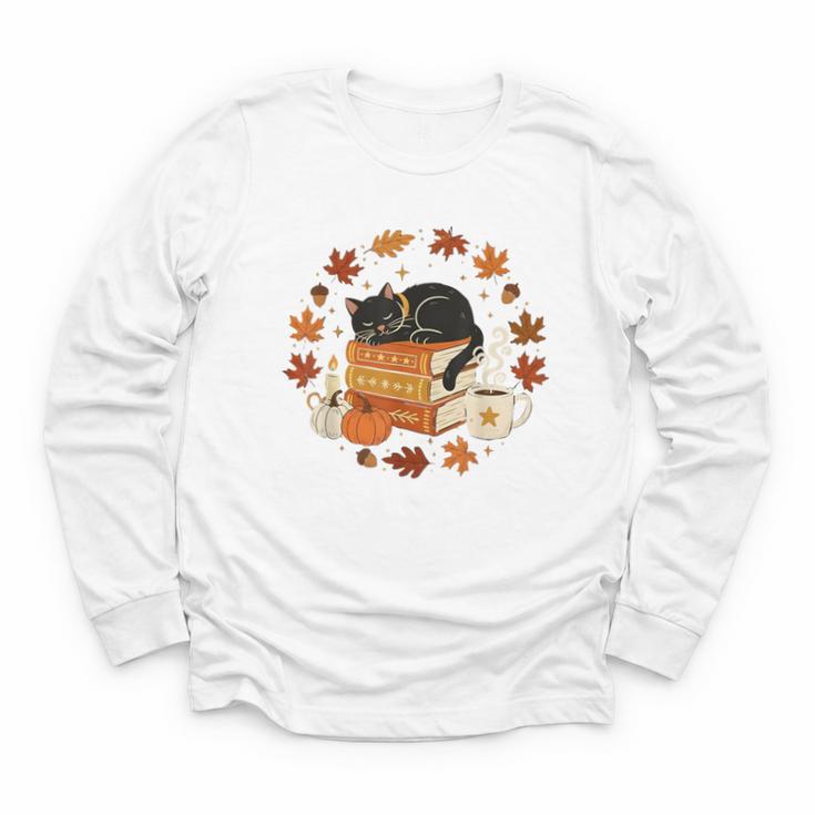 Cute Cat Fall In Love With Reading Book Cat Lover Librarian Youth Long Sleeve Tee