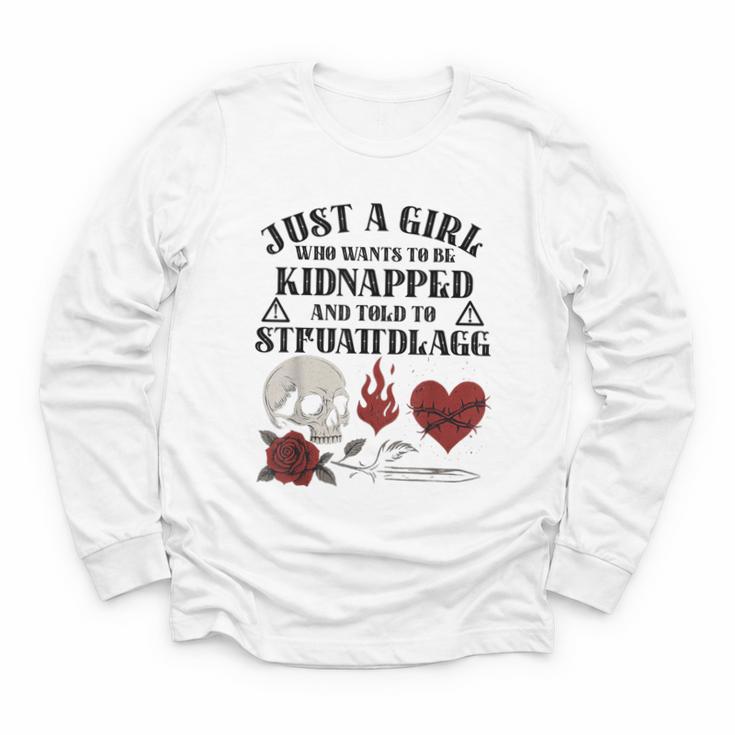 Dark Romance Smutt Book Merch Just A Good Girl STFUATTDLAGG Youth Long Sleeve Tee