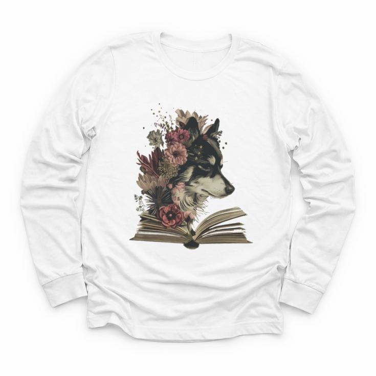 Dog Book Flower Youth Long Sleeve Tee