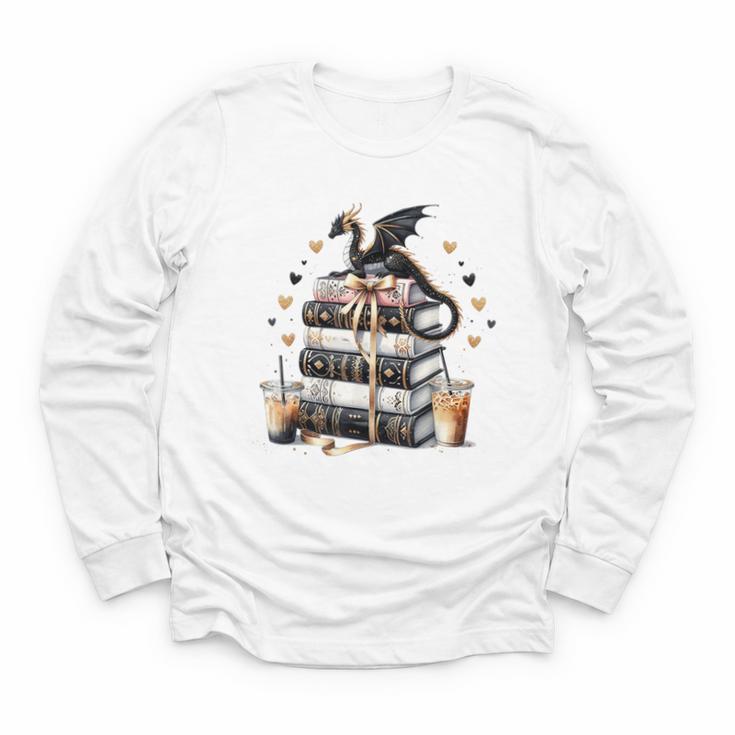 Dragon Hoard Of Books Reading Lover Cute Art Youth Long Sleeve Tee