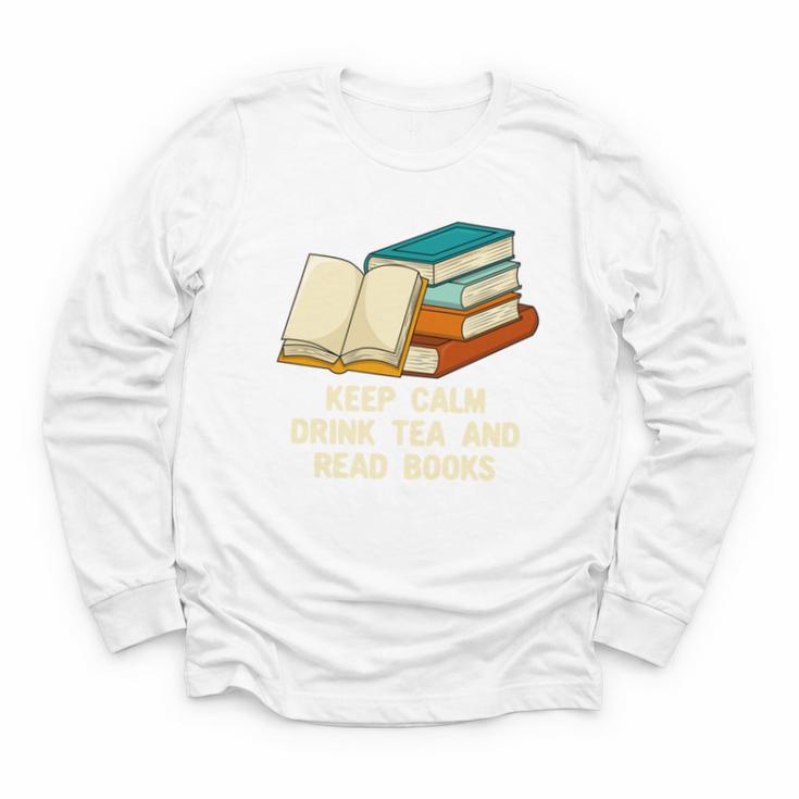 Drink Tea And Read Books Reading Bookworm Literature Youth Long Sleeve Tee