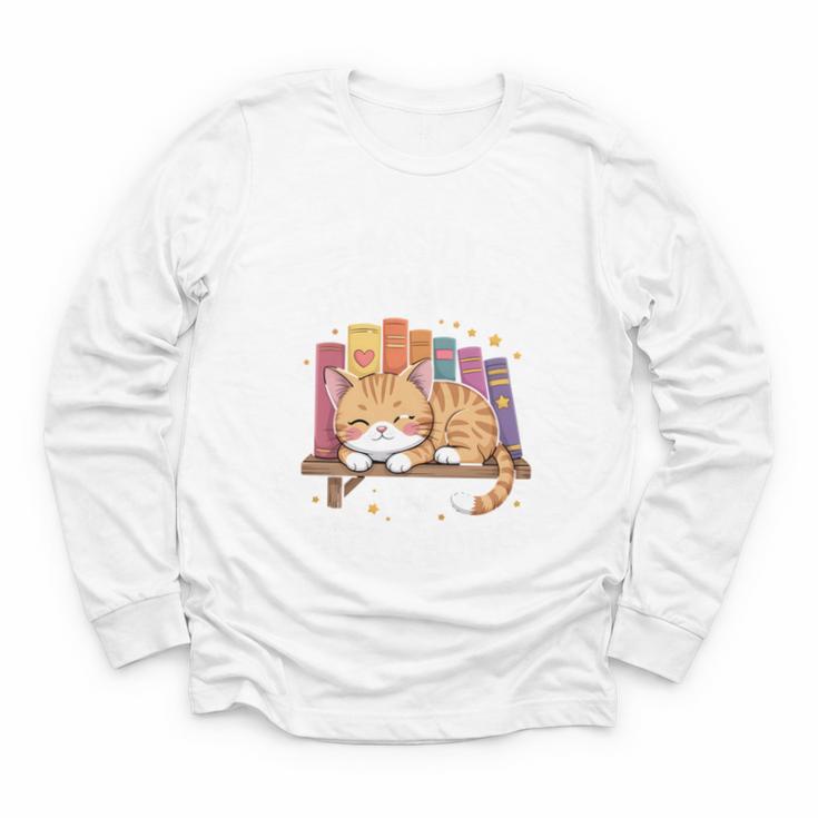Easily Distracted By Cats And Books Cute Cat Sleeping Girls Youth Long Sleeve Tee