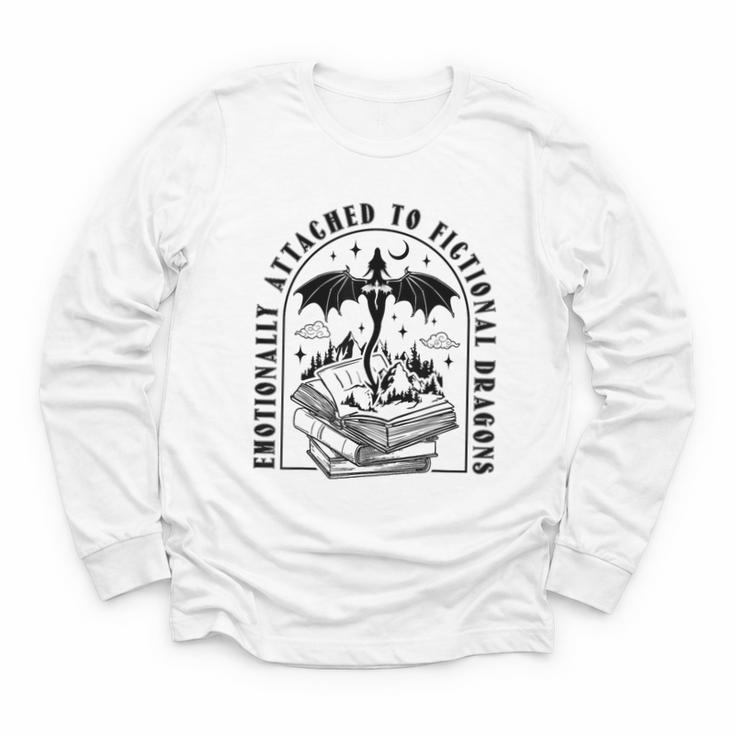 Emotionally Attached To Fictional Dragons Books Lover Youth Long Sleeve Tee