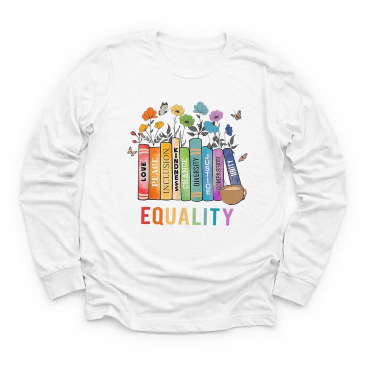 Equal Rights Book Flower Equality Peace Love Kindness Book Youth Long Sleeve Tee