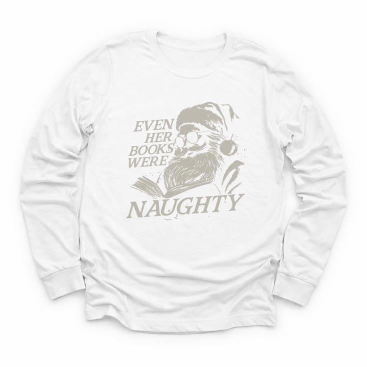 Even Her Books Were Naughty Santa Reading Christmas Youth Long Sleeve Tee