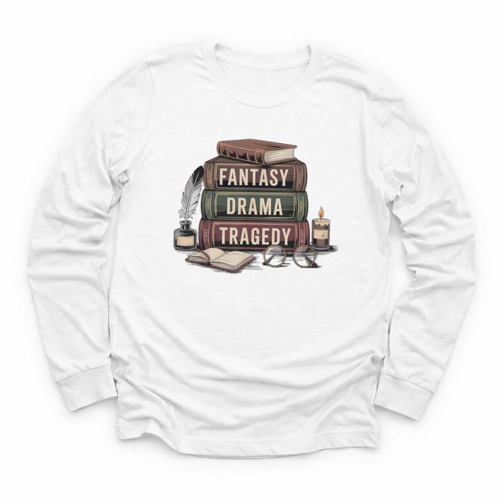 Fantasy Drama Tragedy Gothic Book Lover Bookworm Youth Long Sleeve Tee