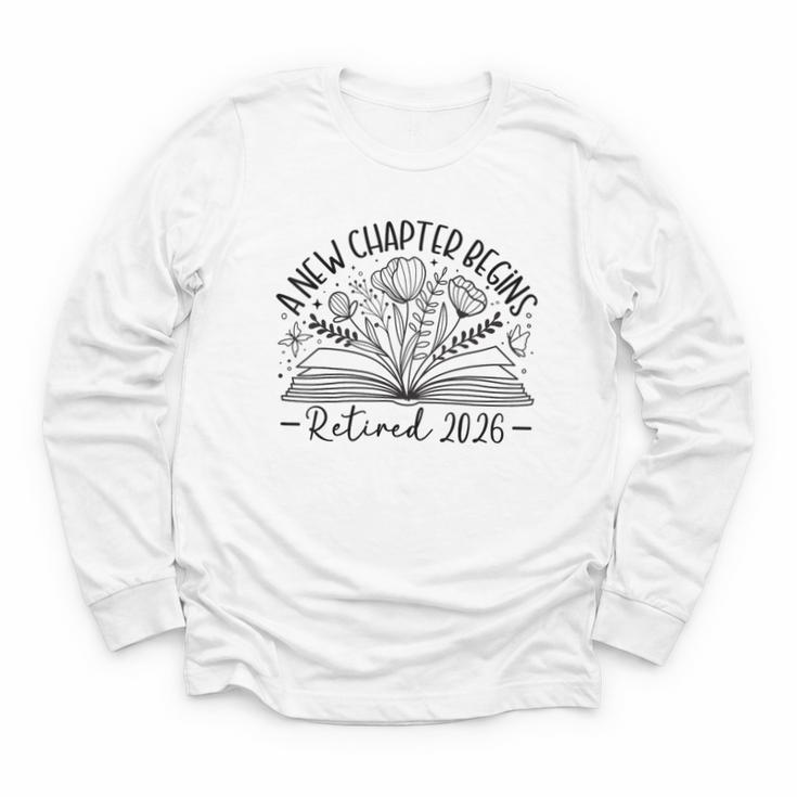 Floral Book a New Chapter Begins Retired Retirement Teacher Youth Long Sleeve Tee