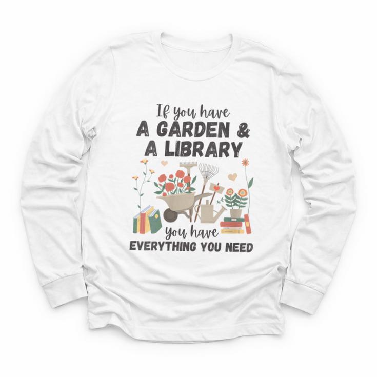 Gardening & Library Lover Books Reading Plants Cute Youth Long Sleeve Tee