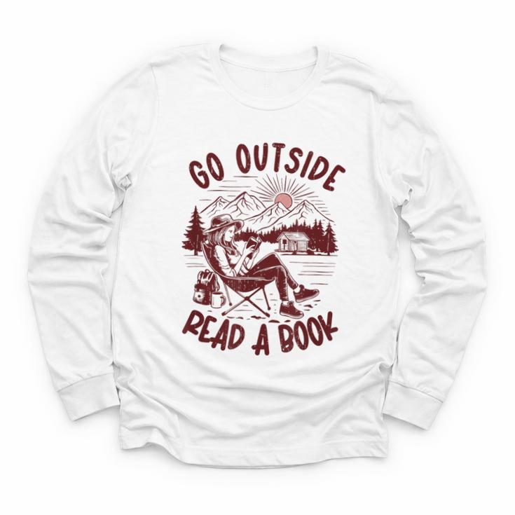 Go Outside Read a Book Vintage Bibliophiles Youth Long Sleeve Tee