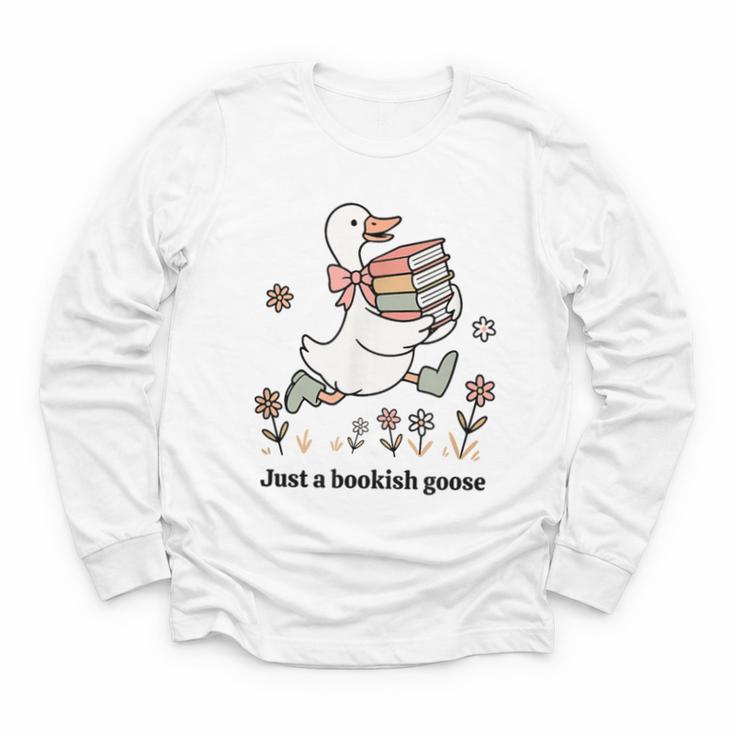 Goose With Books Cute Bookworm Reader Youth Long Sleeve Tee
