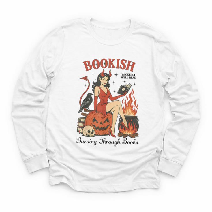Halloween Bookish Witchy Book Club Hot Girls Read Youth Long Sleeve Tee