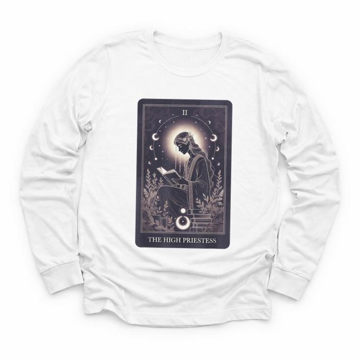 High Priestess Tarot Art Celestial Mystic Book Lover Youth Long Sleeve Tee