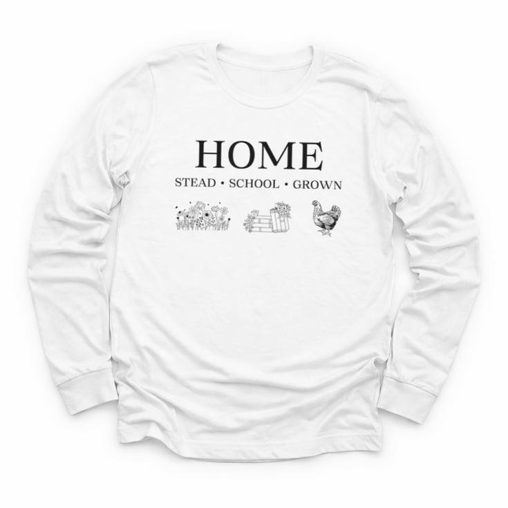 Home Stead School Grown Flowers Book Chicken Youth Long Sleeve Tee