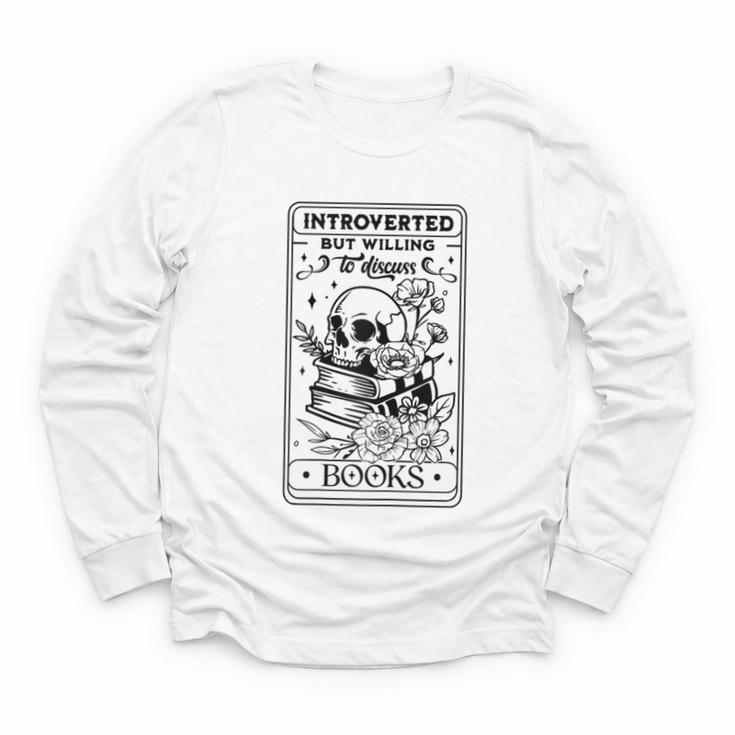 Introverted BUT Willing To Discuss Books Book Lover Youth Long Sleeve Tee