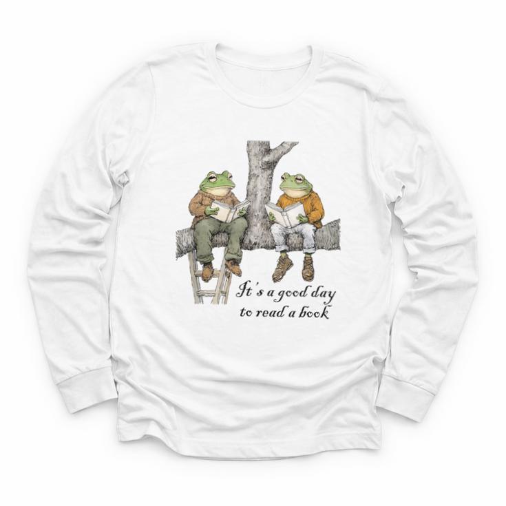 It's A Good Day To Read A Book Frog Toad Youth Long Sleeve Tee