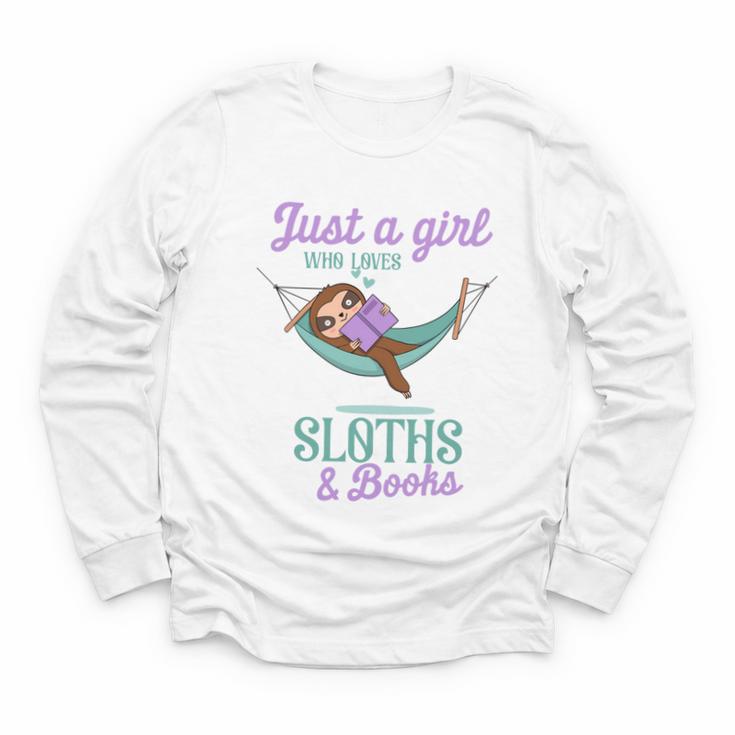 Just a Girl Who Loves Sloths And Books Youth Long Sleeve Tee