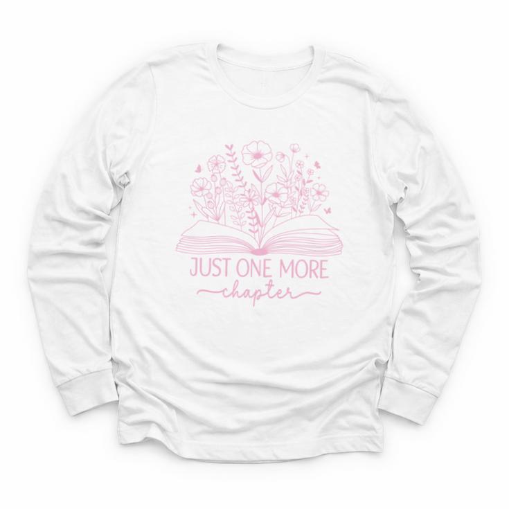 Just One More Chapter Bookish Book Reading Bright Hot Pink Youth Long Sleeve Tee