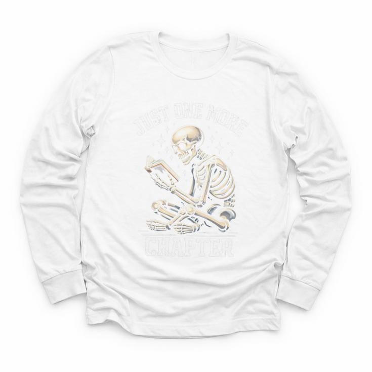 Just One More Chapter Reading Skeleton Book Lover Premium Tri-Blend Youth Long Sleeve Tee