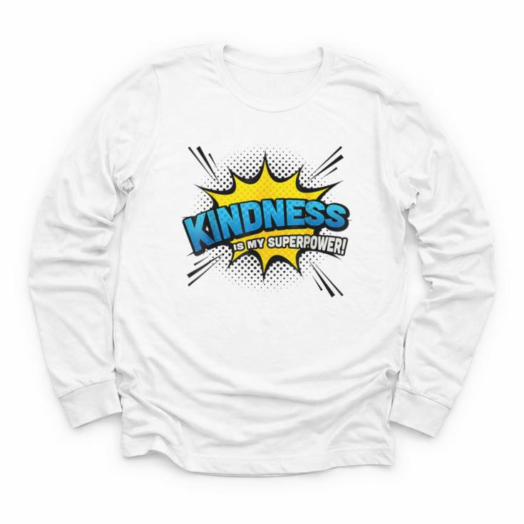 Kindness Is My Superpower Retro Comic Book T-Shirt Youth Long Sleeve Tee