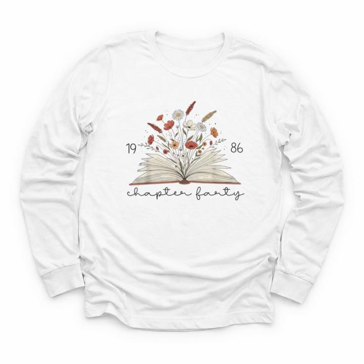 Life Chapter Forty 1986 Floral Book 40th Birthday Youth Long Sleeve Tee