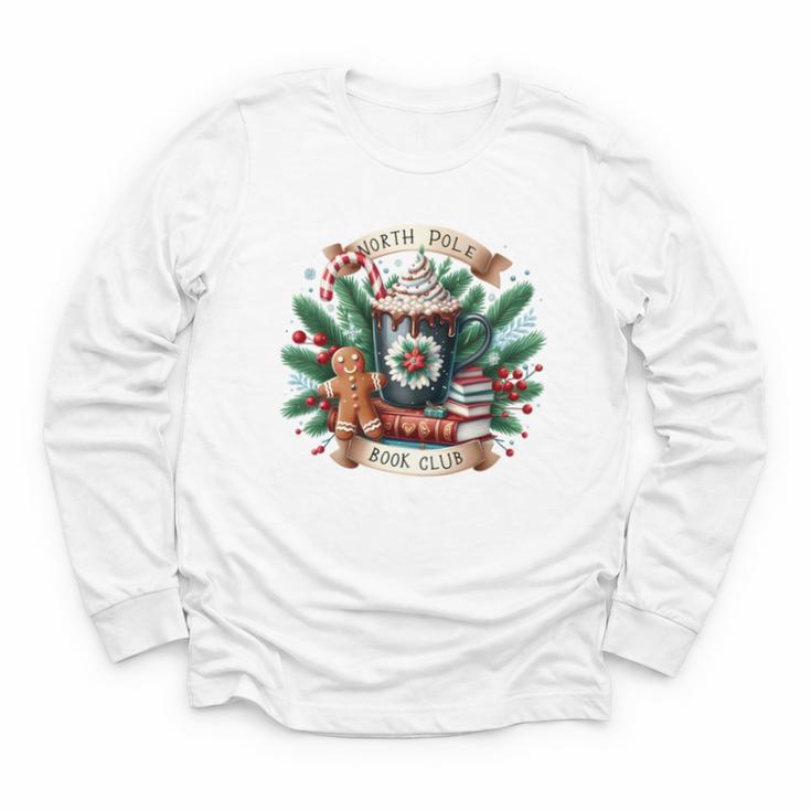 North Pole Book Club Books Reading Mug Gingerbread Youth Long Sleeve Tee