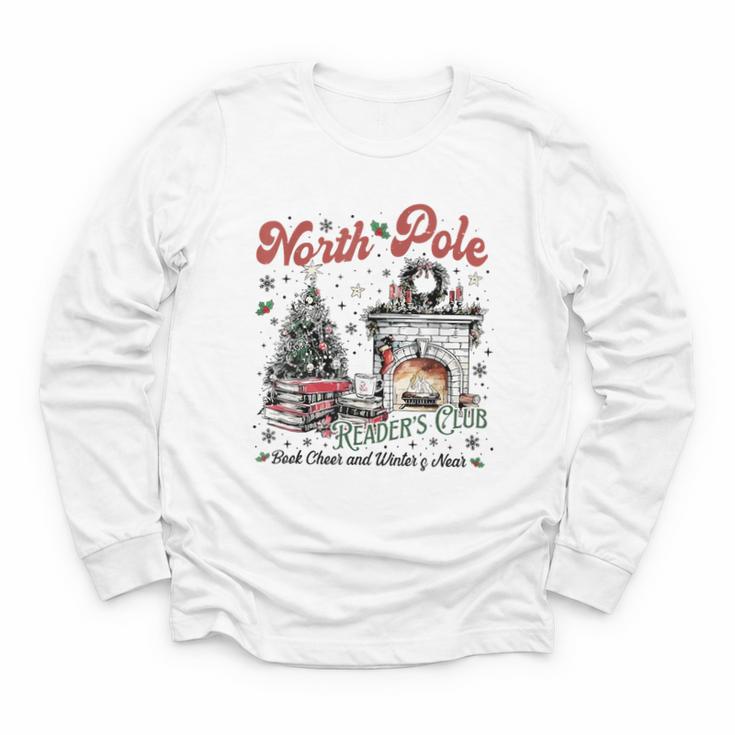 North Pole Book Club Book Lover Bookish Bookworm Christmas Youth Long Sleeve Tee