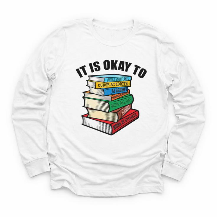 It Is Okay To Be a Grumpy Old Man Book Lover Premium Youth Long Sleeve Tee
