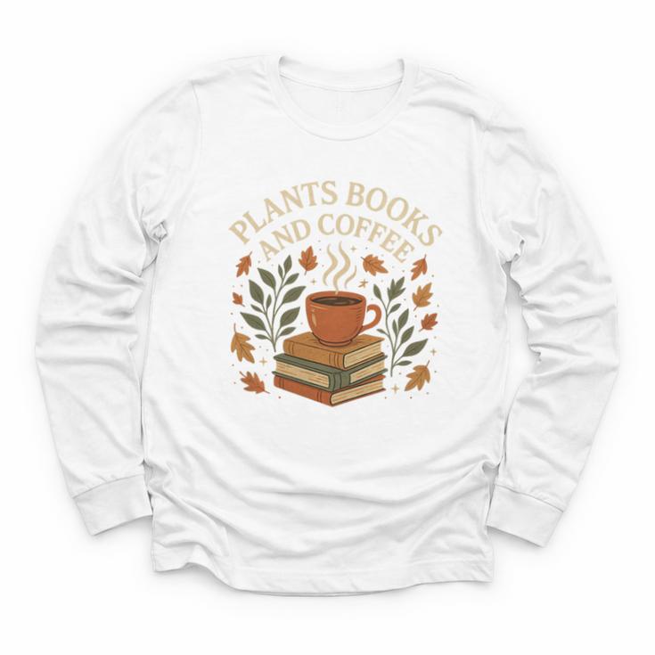 Plants Books And Coffee Nature Leaves Reading Book Lover Premium Tri-Blend Youth Long Sleeve Tee