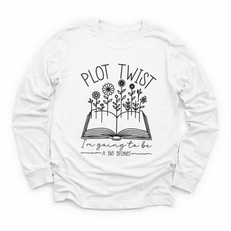 Plot Twist I'm Going To Be A Big Brothers Literary Book Boys Youth Long Sleeve Tee