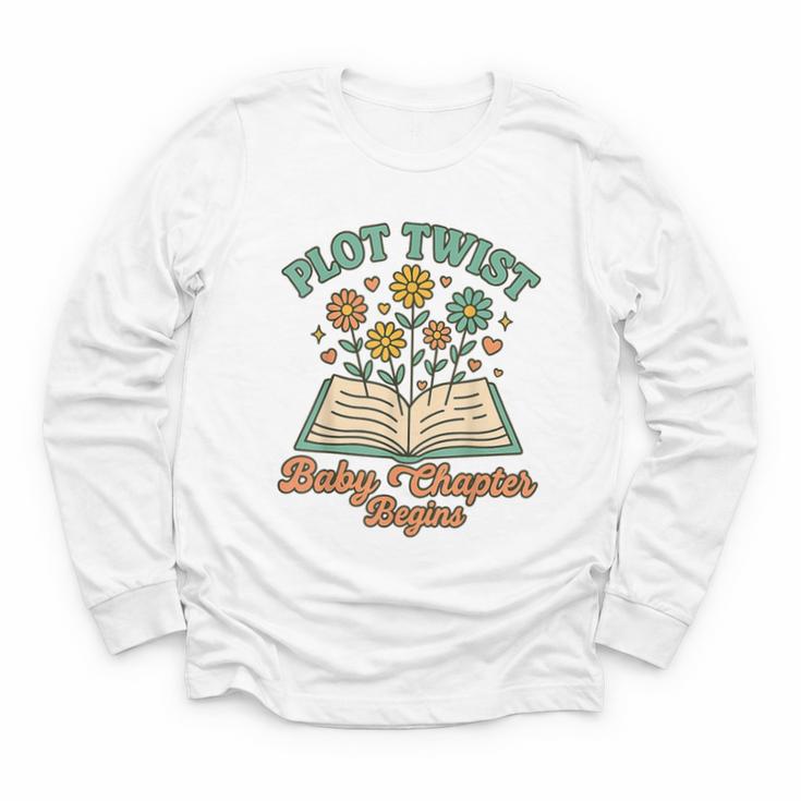 Pregnancy Announcement Book Lover Reveal Pregnant Youth Long Sleeve Tee