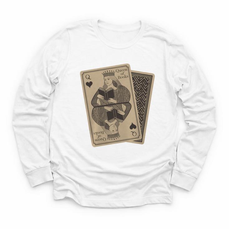 Queen Of Books Playing Card Aesthetic For Book Lovers Premium Tri-Blend Youth Long Sleeve Tee