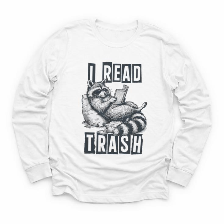 Racoon Reading Spicy Smutty Book Booktok I Read Trashy Books Youth Long Sleeve Tee