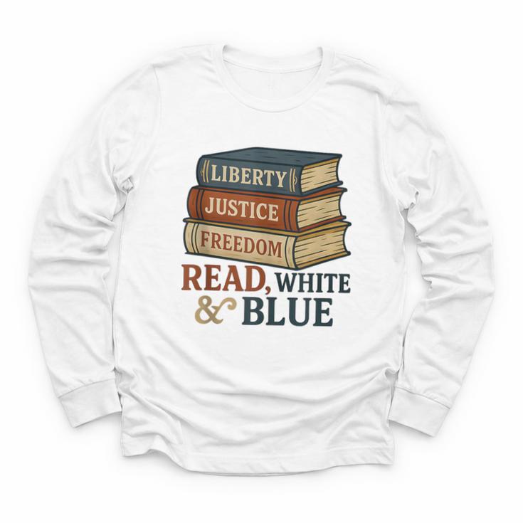 Read Blue Liberty Books July 4th Independence Youth Long Sleeve Tee
