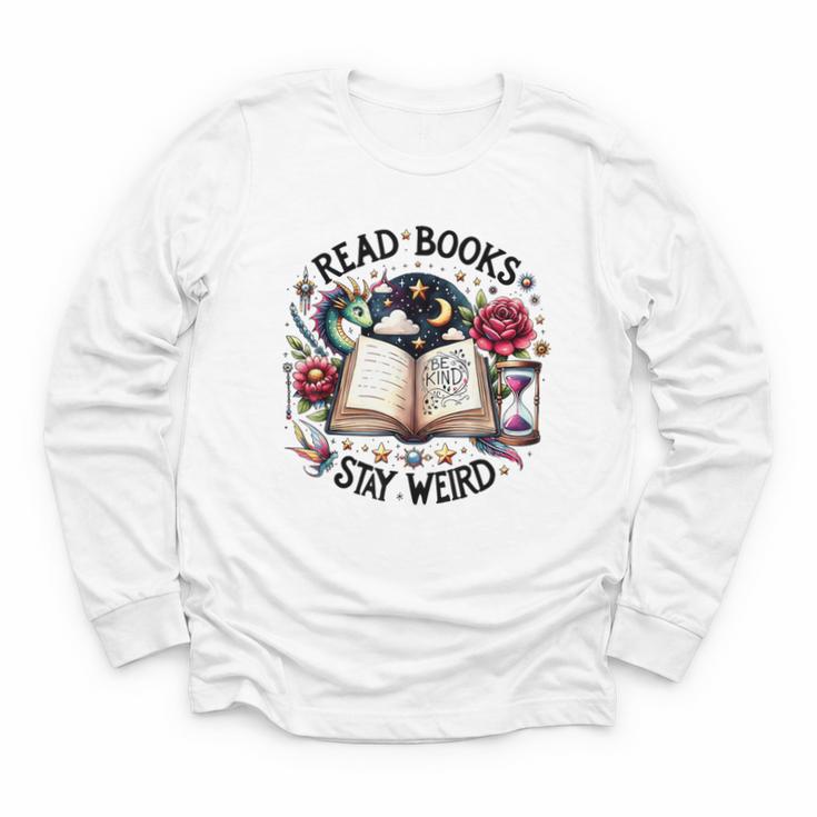 Read Books Be Kind Stay Weird Dragon Book Lover Youth Long Sleeve Tee