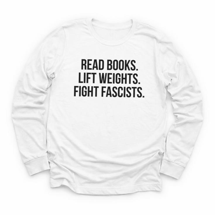 Read Books Lift Weights Fight Fascists Premium Tri-Blend Youth Long Sleeve Tee