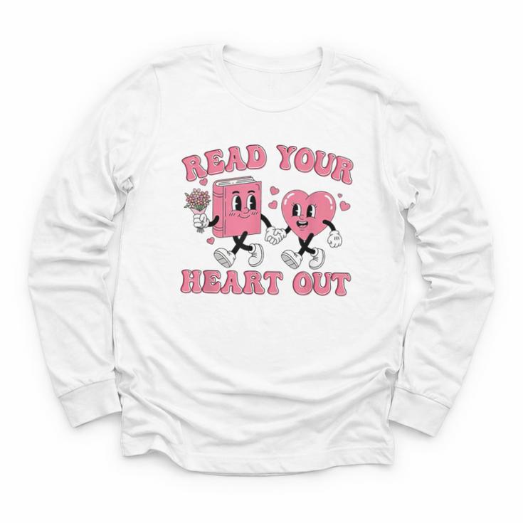 Read You Heart Out Reading Teacher Valentines Day Book Lover Youth Long Sleeve Tee