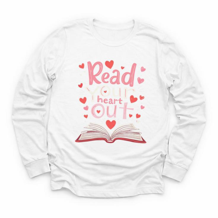 Read Your Heart Out Teacher Valentines Day Reading Book Love Premium Tri-Blend Youth Long Sleeve Tee