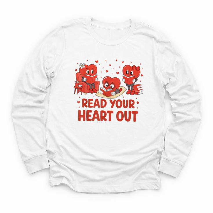 Read Your Heart Out Valentine Teacher Bookworm Lover Youth Long Sleeve Tee