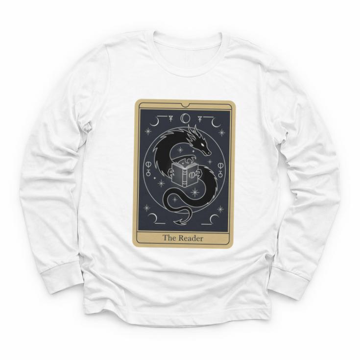 The Reader Tarot Card Mystic Dragon Book Magic Youth Long Sleeve Tee