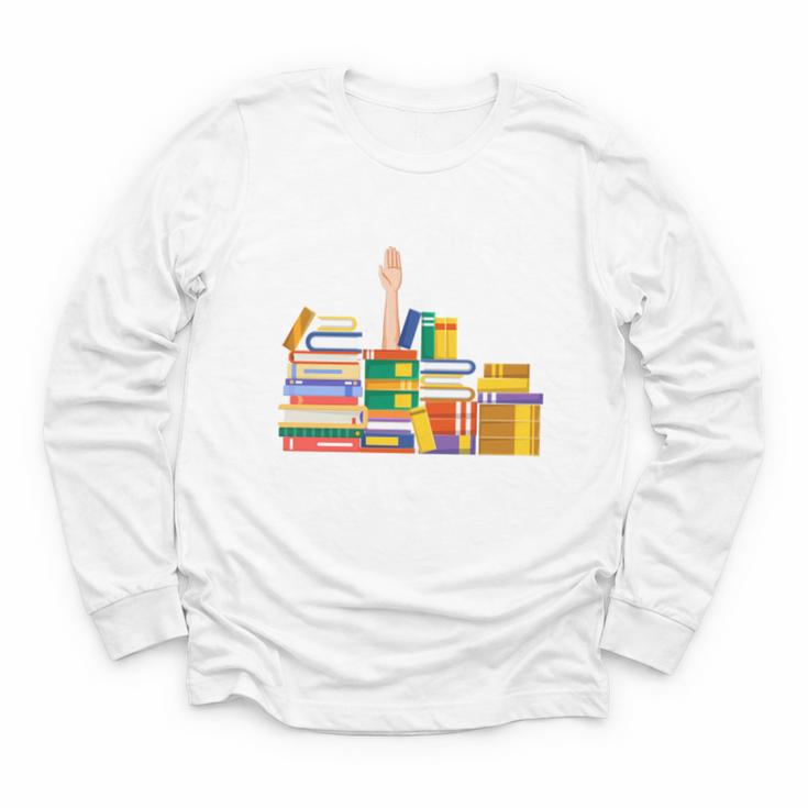 Reading Books Librarian Reader Nerd I'm Ok Teacher Youth Long Sleeve Tee