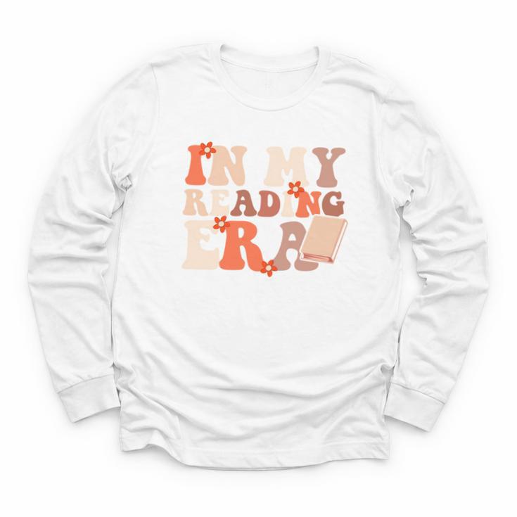 In My Reading Era Groovy Book Lovers Library Reading Women Youth Long Sleeve Tee